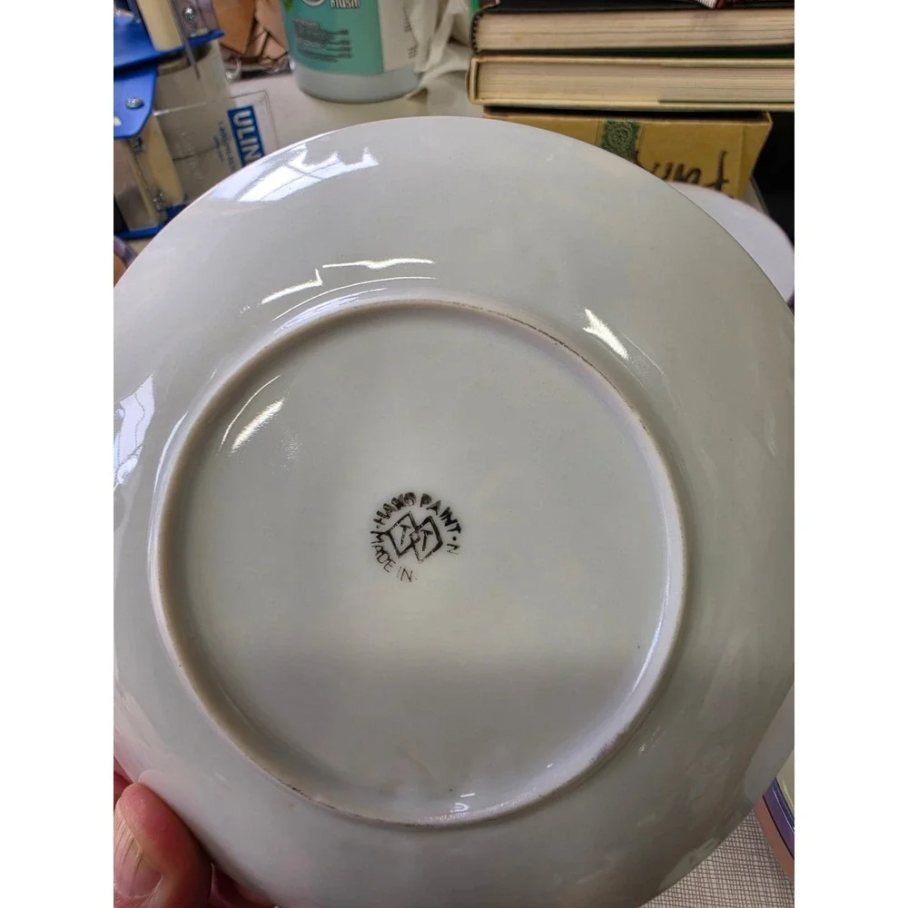 Vintage Japanese Lusterware Tea Cup and Saucer Set Hand Painted Floral 10 Piece